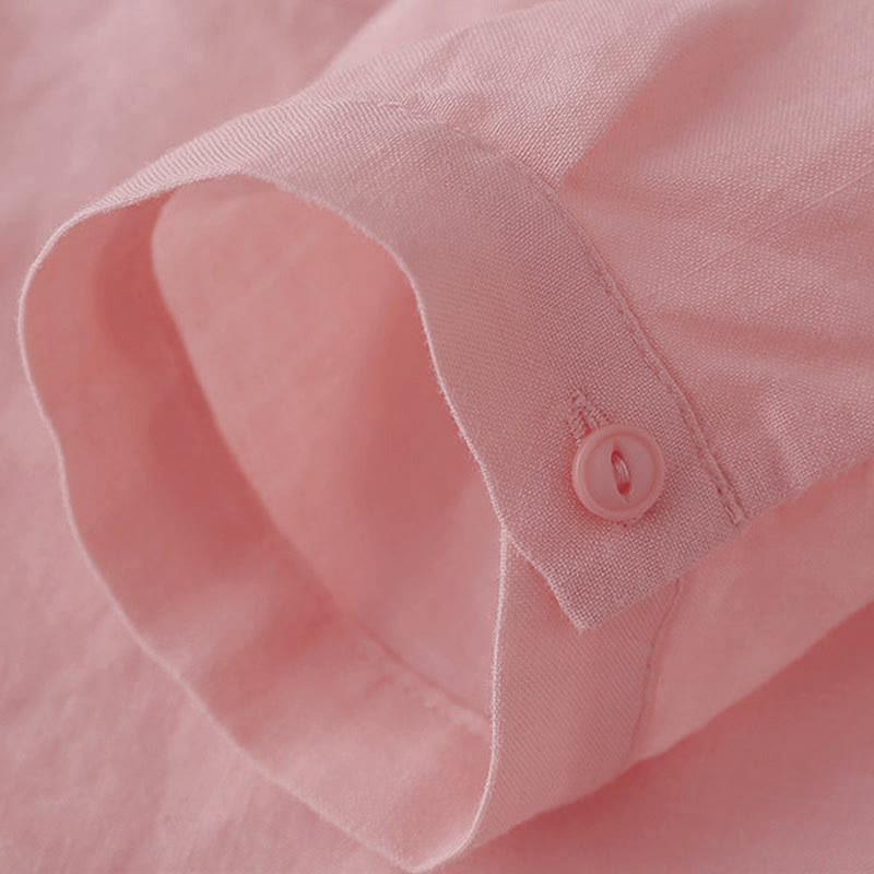 Camicia casual da donna in cotone e lino con scollo a V e maniche a tre quarti, motivo Buddha Stones - image 9