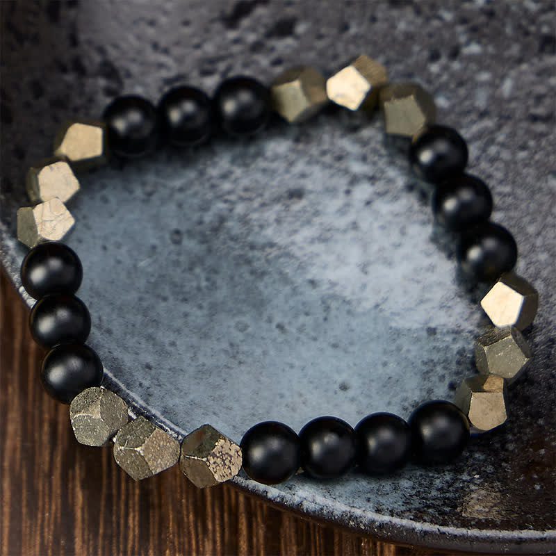 Buddha Stones Bracciale vintage con perline sfaccettate di pirite Wealth - image 1