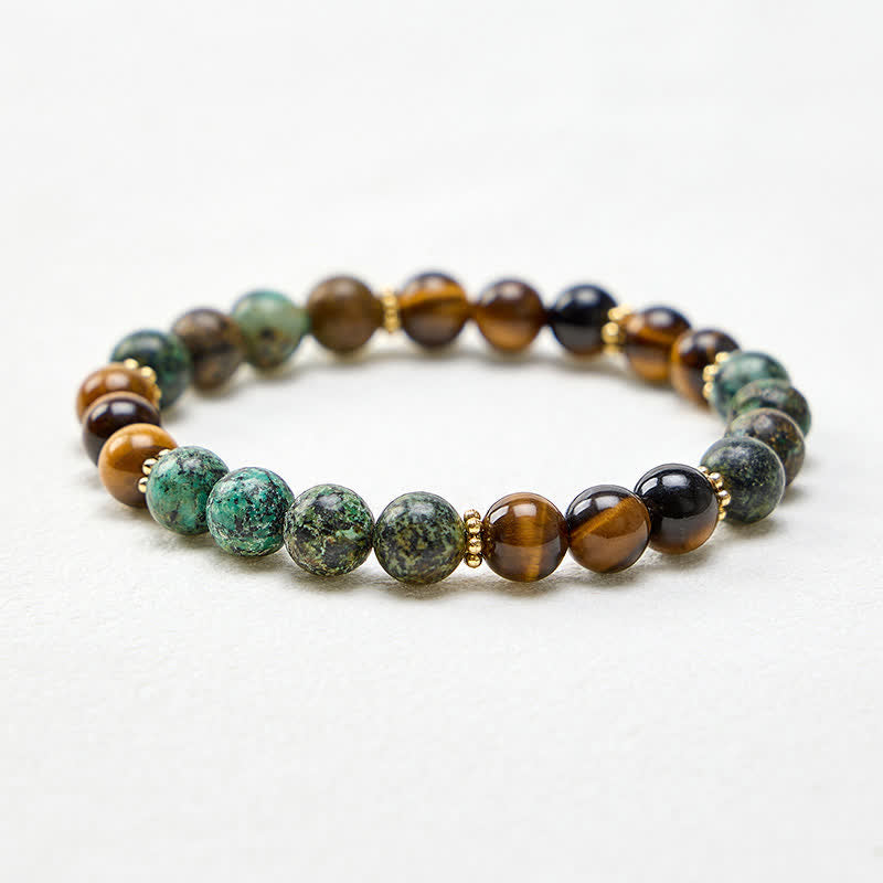 Buddha Stones Bracciale con perle di agata verde, malachite occhio di tigre e resistenza - image 4