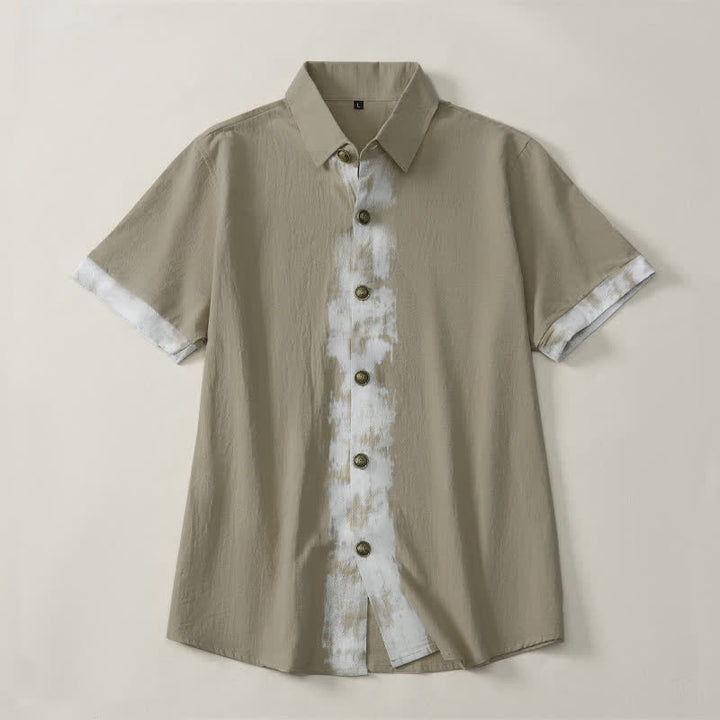 Buddha Stones Camicia da uomo a maniche corte, stile boho estivo casual, con stampa tie-dye. - image 1