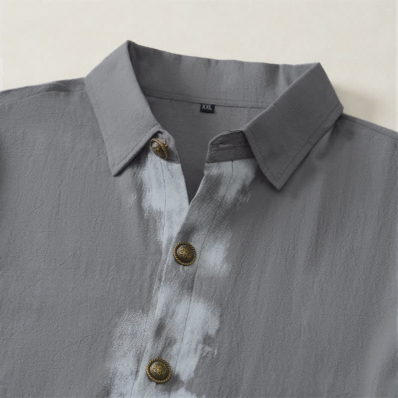 Buddha Stones Camicia da uomo a maniche corte, stile boho estivo casual, con stampa tie-dye. - image 20