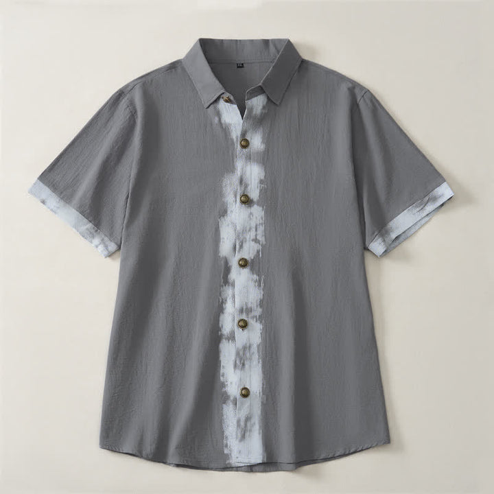 Buddha Stones Camicia da uomo a maniche corte, stile boho estivo casual, con stampa tie-dye. - image 17