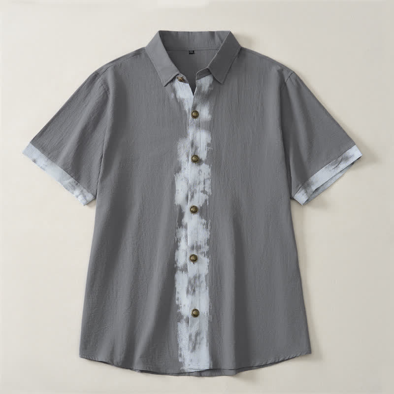 Buddha Stones Camicia da uomo a maniche corte, stile boho estivo casual, con stampa tie-dye. - Grigio - US/UK/AU42, EU52 (3XL) - image 14