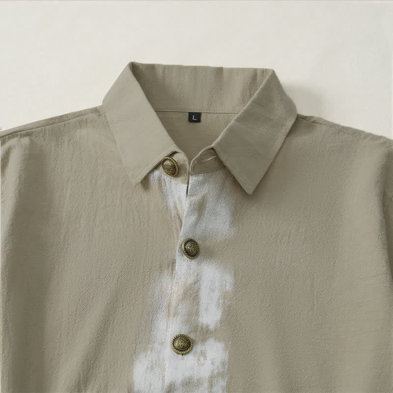 Buddha Stones Camicia da uomo a maniche corte, stile boho estivo casual, con stampa tie-dye. - image 4