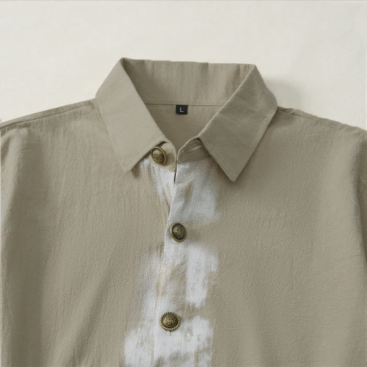 Buddha Stones Camicia da uomo a maniche corte, stile boho estivo casual, con stampa tie-dye. - image 4