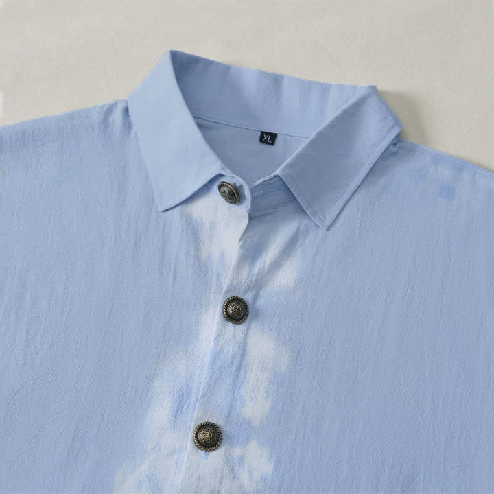 Buddha Stones Camicia da uomo a maniche corte, stile boho estivo casual, con stampa tie-dye. - image 12