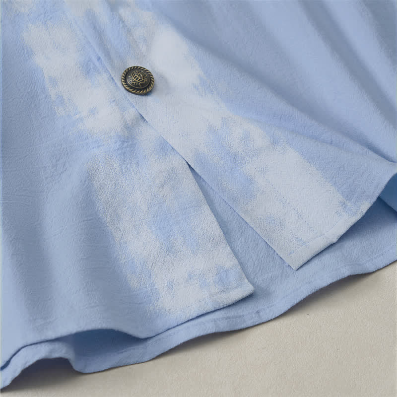 Buddha Stones Camicia da uomo a maniche corte, stile boho estivo casual, con stampa tie-dye. - image 14
