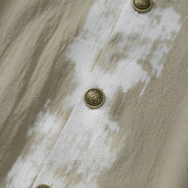 Buddha Stones Camicia da uomo a maniche corte, stile boho estivo casual, con stampa tie-dye. - image 5
