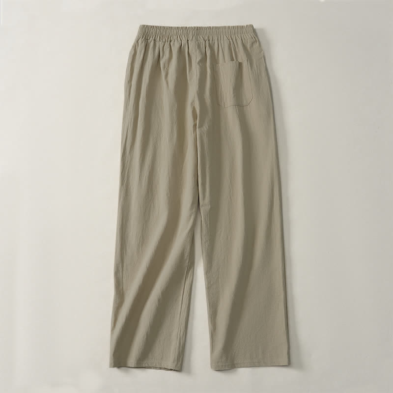 Buddha Stones Pantaloni lunghi da uomo a gamba dritta, tinta unita, con coulisse, ideali per l'autunno, con tasche. - image 1