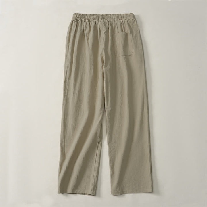 Buddha Stones Pantaloni lunghi da uomo a gamba dritta, tinta unita, con coulisse, ideali per l'autunno, con tasche. - image 1