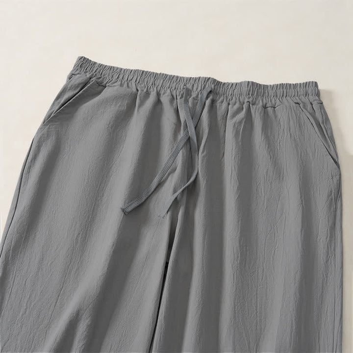 Buddha Stones Pantaloni lunghi da uomo a gamba dritta, tinta unita, con coulisse, ideali per l'autunno, con tasche. - image 19