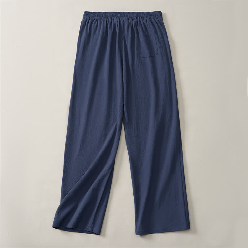 Buddha Stones Pantaloni lunghi da uomo a gamba dritta, tinta unita, con coulisse, ideali per l'autunno, con tasche. - image 10