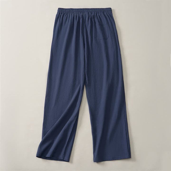 Buddha Stones Pantaloni lunghi da uomo a gamba dritta, tinta unita, con coulisse, ideali per l'autunno, con tasche. - image 10