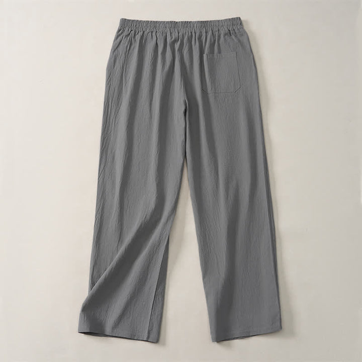 Buddha Stones Pantaloni lunghi da uomo a gamba dritta, tinta unita, con coulisse, ideali per l'autunno, con tasche. - image 18