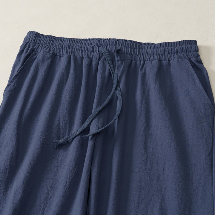 Buddha Stones Pantaloni lunghi da uomo a gamba dritta, tinta unita, con coulisse, ideali per l'autunno, con tasche. - image 11