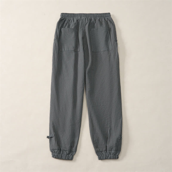 Buddha Stones Pantaloni corti a righe con coulisse, modello basic primavera/estate, da uomo, affusolati e con tasche. - image 15