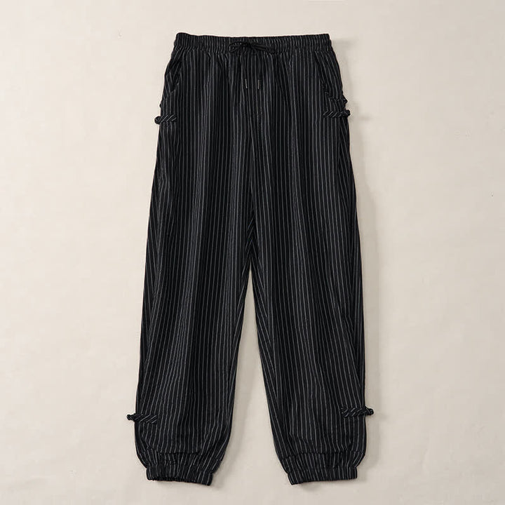 Buddha Stones Pantaloni corti a righe con coulisse, modello basic primavera/estate, da uomo, affusolati e con tasche. - image 25