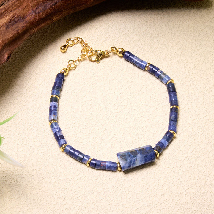 Buddha Stones Bracciale con accenti cilindrici sfaccettati in ametista, amazzonite, quarzo fragola, sodalite e sodalite. - image 13