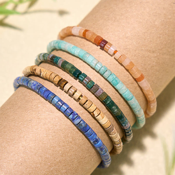 Buddha Stones Bracciale con perle piatte a taglio dritto in lapislazzuli Truth - image 0
