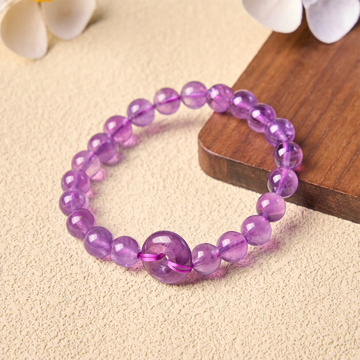 Buddha Stones Bracciale rotondo antistress con fibbia Peace in ametista, lucidato a mano. - image 3