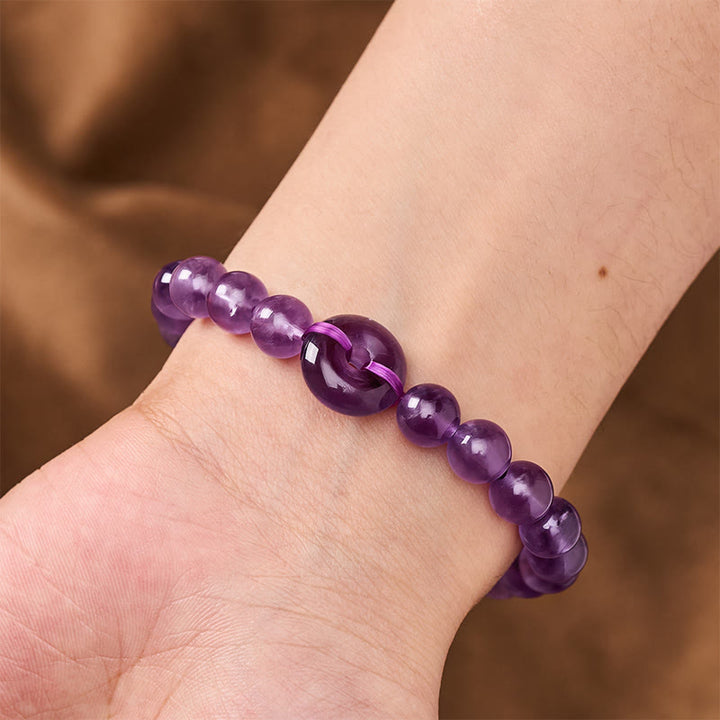 Buddha Stones Bracciale rotondo antistress con fibbia Peace in ametista, lucidato a mano. - image 4