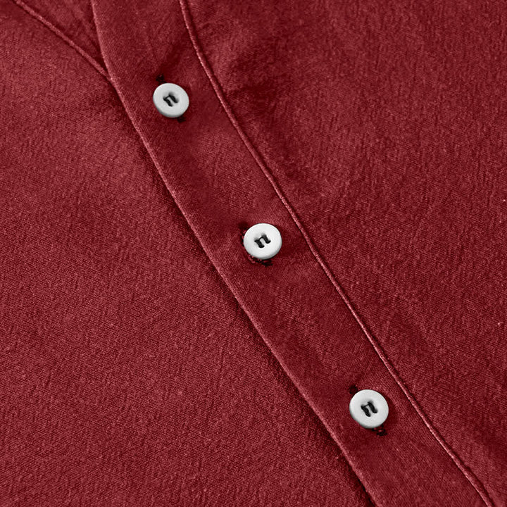 Buddha Stones Camicia da uomo a maniche corte con mezzo bottone, in cotone, con motivo a stemma Wa. - image 3