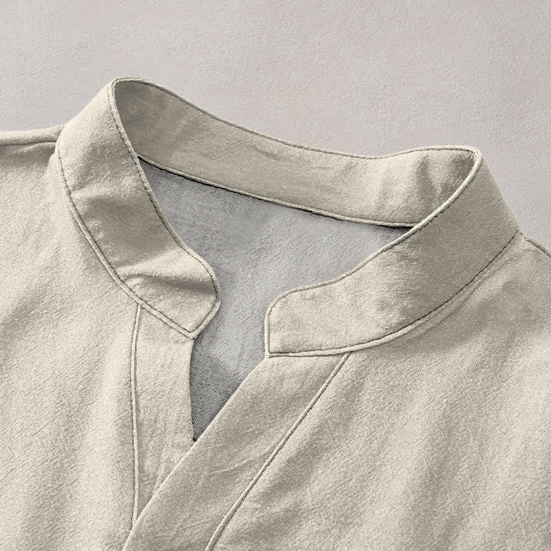 Buddha Stones Camicia da uomo a maniche corte con mezza abbottonatura, in cotone, con stampa bonsai e sole, motivo Zen. - image 2