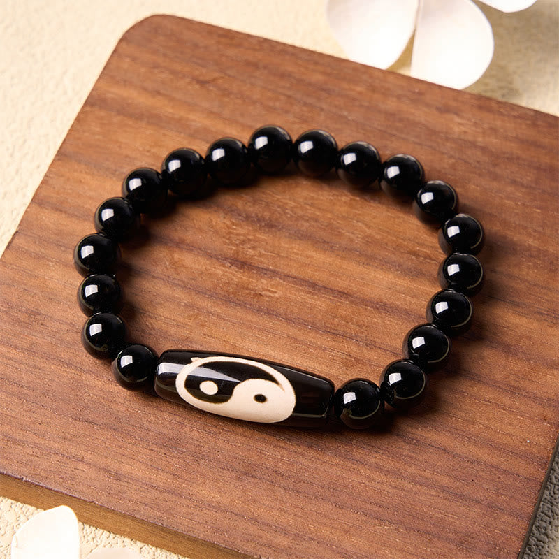 Buddha Stones Bracciale Yin Yang Armonia in Onice Nera - image 2