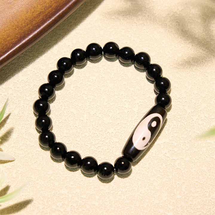 Buddha Stones Bracciale Yin Yang Armonia in Onice Nera - image 1