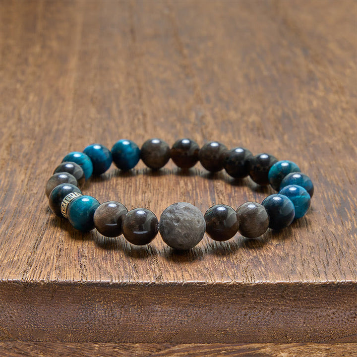 Buddha Stones Bracciale di coppia con occhi di tigre blu e ossidiana con riflessi argentati, portafortuna - image 11