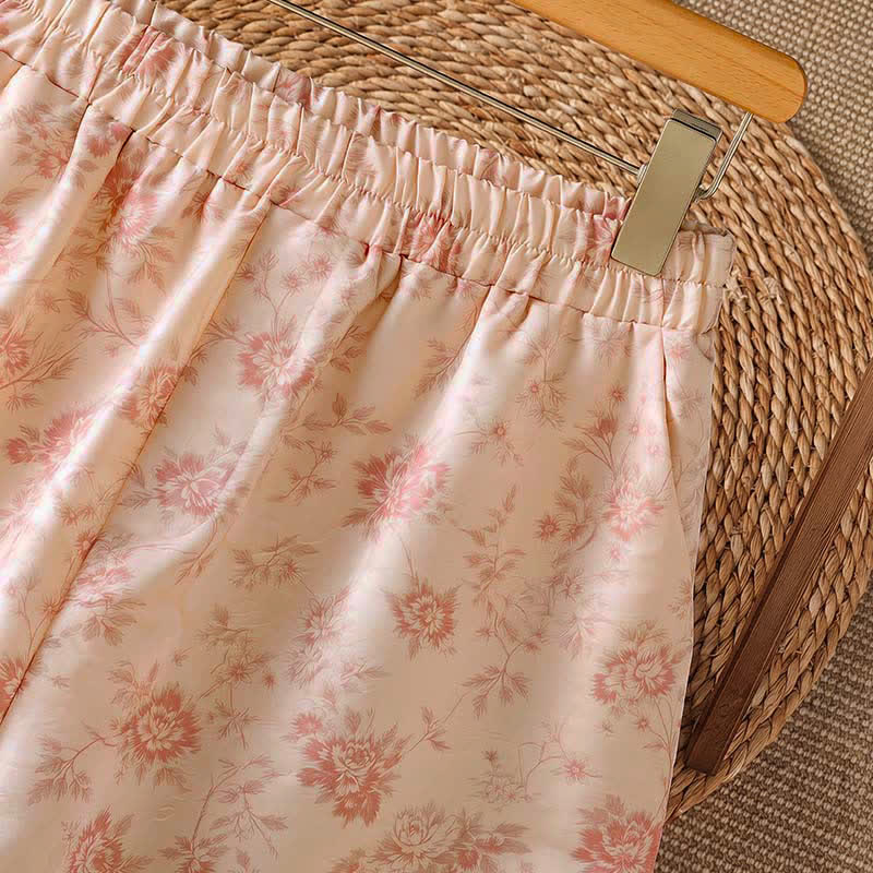 Buddha Stones Pantaloni lunghi da donna a gamba larga, stile boho, rosa, con stampa floreale, per primavera/estate e tempo libero, con tasche. - image 4