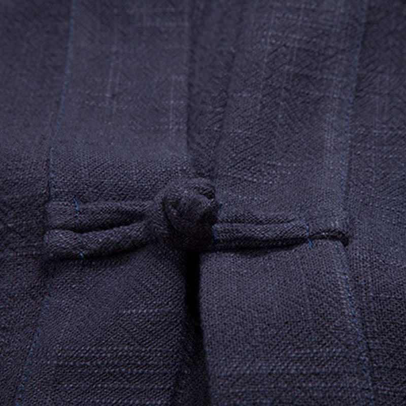 Buddha Stones Gilet da uomo in cotone e lino tinta unita, stile Tang, minimalista, con bottoni a rana, tinta unita, con tasca, per primavera, estate e autunno. - image 10