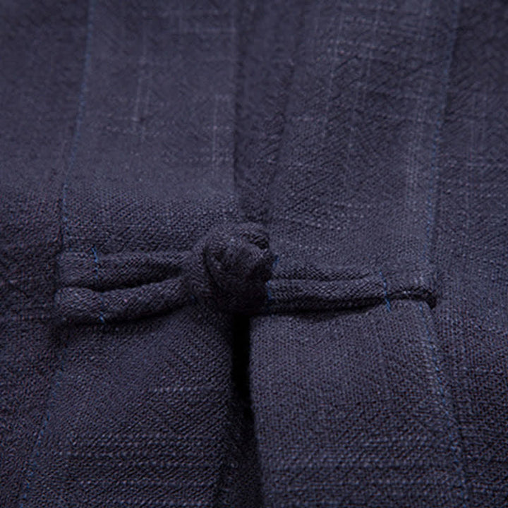 Buddha Stones Gilet da uomo in cotone e lino tinta unita, stile Tang, minimalista, con bottoni a rana, tinta unita, con tasca, per primavera, estate e autunno. - image 10