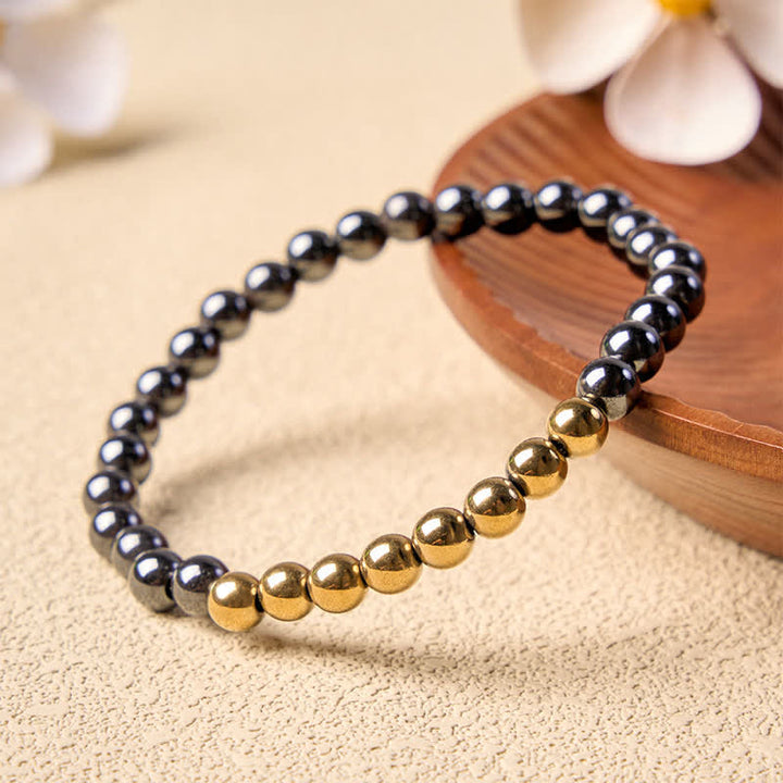 Buddha Stones Braccialetto di ematite con perline rotonde per radicamento - image 12
