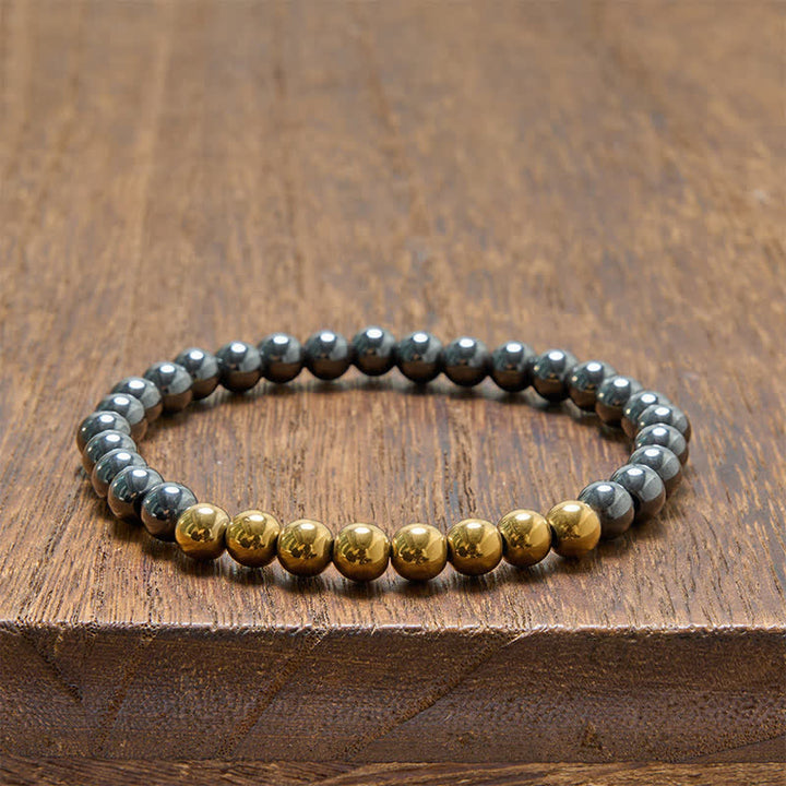 Buddha Stones Braccialetto di ematite con perline rotonde per radicamento - image 14