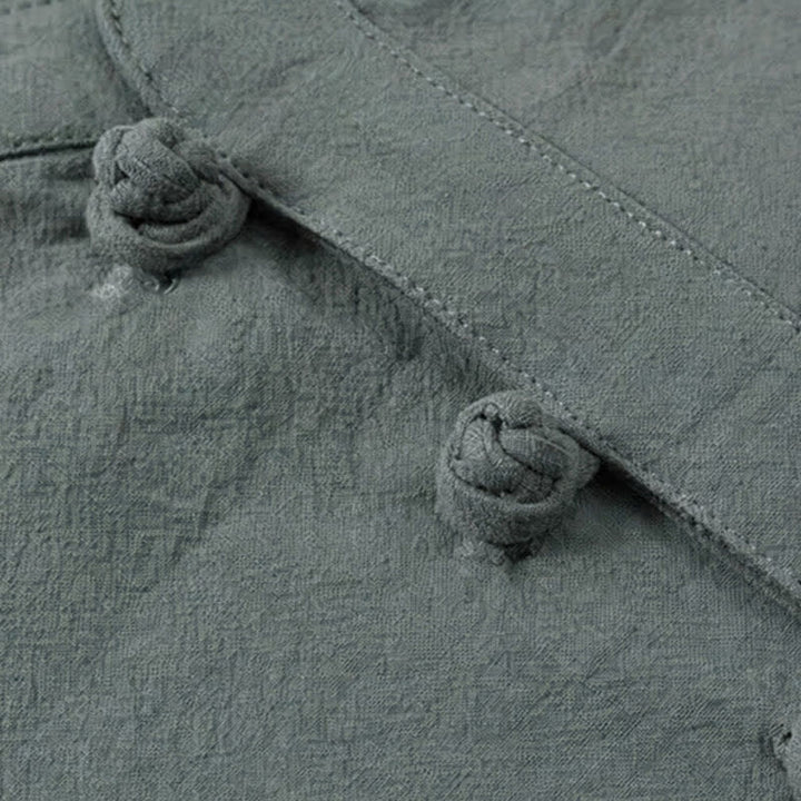 Buddha Stones Completo primavera/estate stile Tang con colletto alla coreana, maniche a tre quarti, camicia e pantaloni in tinta unita, in cotone, da uomo, ideale per la meditazione, con tasche. - image 8