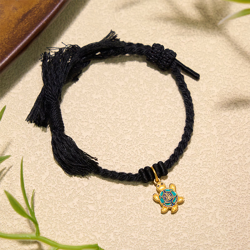 Buddha Stones Bracciale tibetano con ciondolo a forma di tartaruga, cordino rosso e filo placcato oro in rame. - image 21