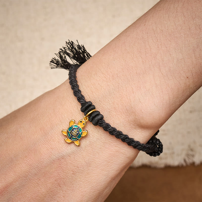 Buddha Stones Bracciale tibetano con ciondolo a forma di tartaruga, cordino rosso e filo placcato oro in rame. - image 23