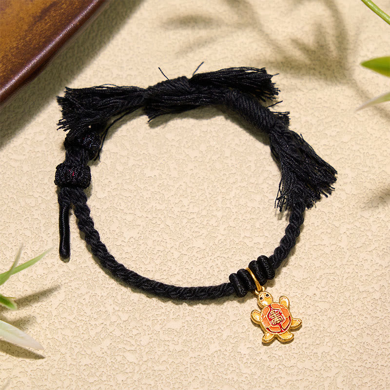 Buddha Stones Bracciale tibetano con ciondolo a forma di tartaruga, cordino rosso e filo placcato oro in rame. - image 22