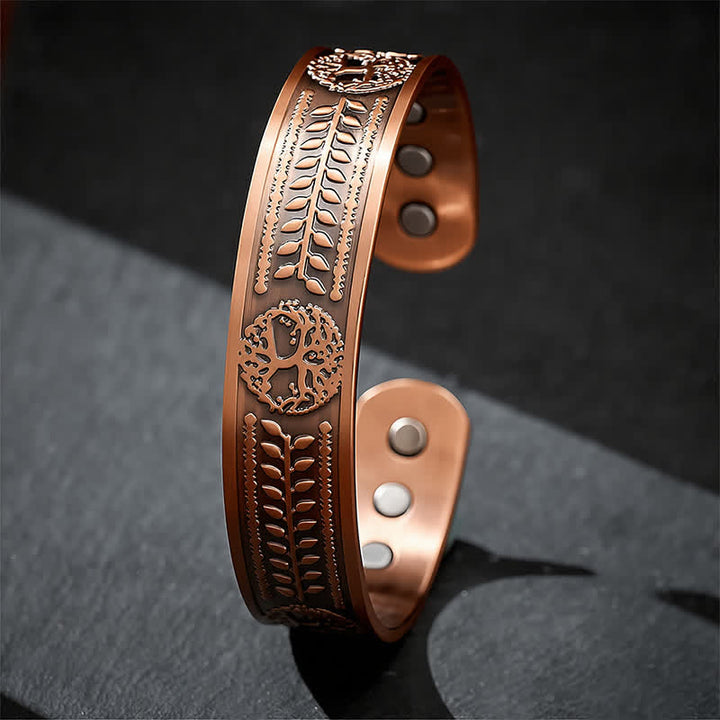 Buddha Stones Bracciale rigido in rame rosso con incisione "Albero della Vita e Unità". - image 3