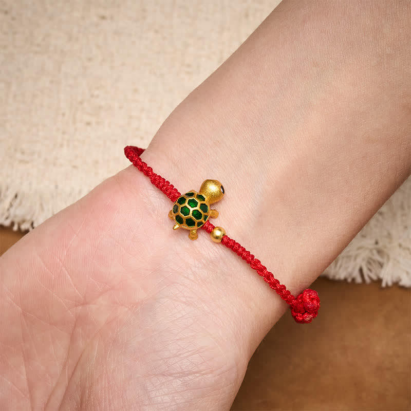 Buddha Stones Braccialetto fatto a mano con cordino rosso intrecciato portafortuna a forma di tartaruga. - image 5