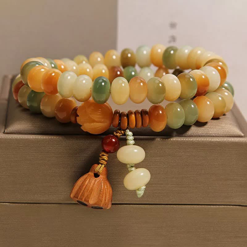 Buddha Stones Bracciale a doppio giro con loto bianco Bodhi Seed Bodhi Purificazione - image 8