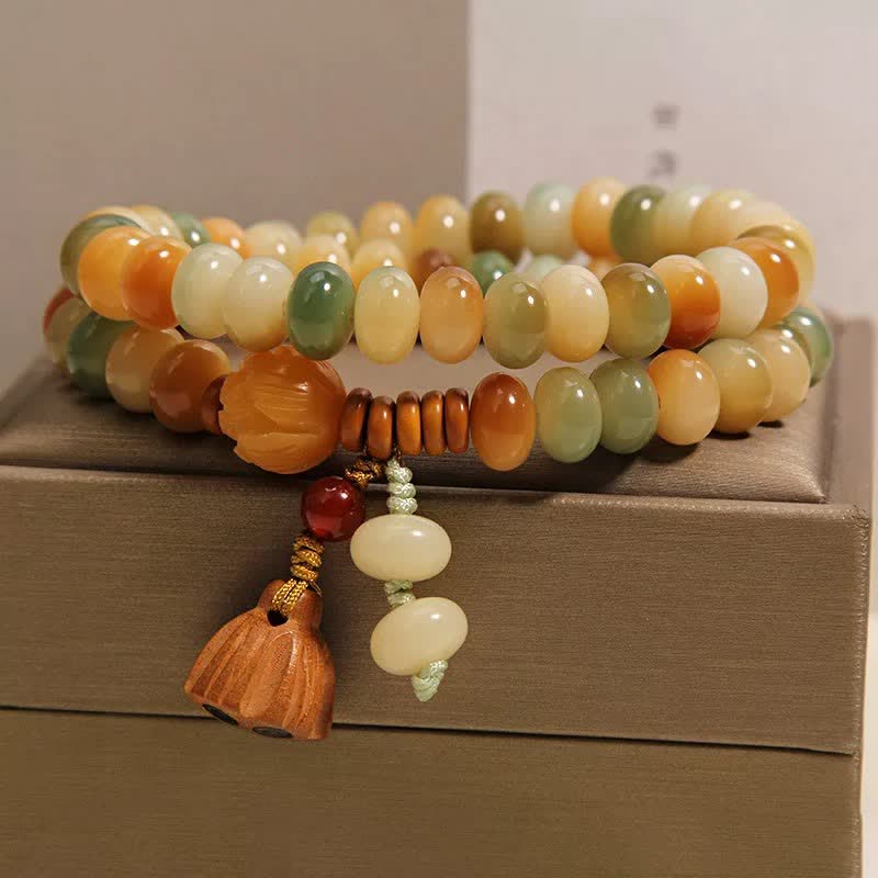 Buddha Stones Bracciale a doppio giro con loto bianco Bodhi Seed Bodhi Purificazione - image 9
