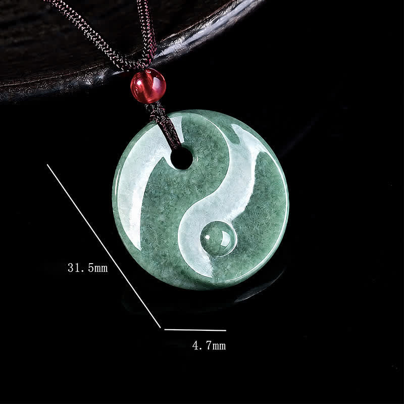 Buddha Stones Collana con cordino intrecciato in giada verde con simbolo Yin Yang e equilibrio - image 7
