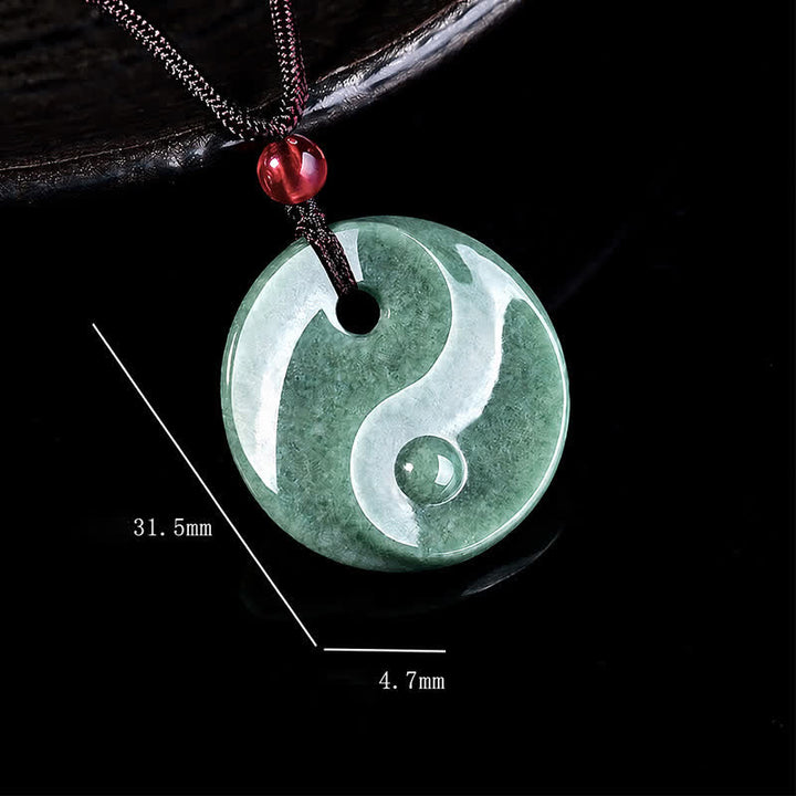 Buddha Stones Collana con cordino intrecciato in giada verde con simbolo Yin Yang e equilibrio - image 7