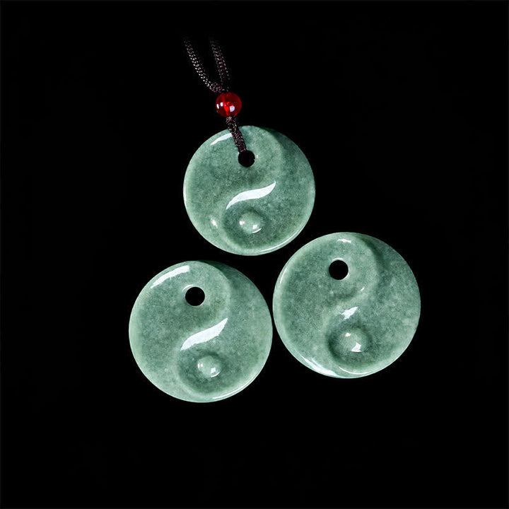 Buddha Stones Collana con cordino intrecciato in giada verde con simbolo Yin Yang e equilibrio - image 4