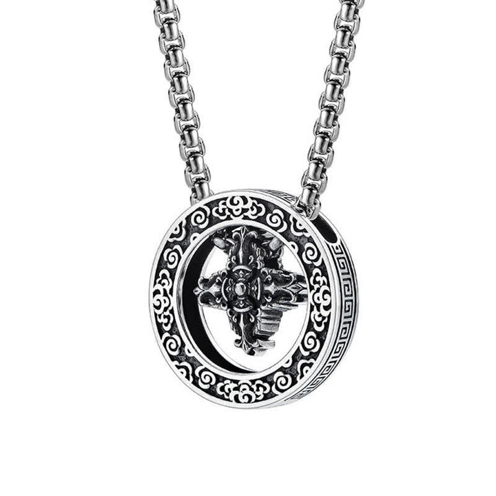 Buddha Stones Collana vintage in rame con ciondolo rotondo a forma di Vajra incrociato, simbolo di potere spirituale. - image 8