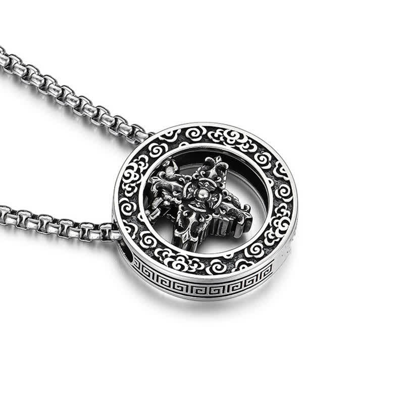Buddha Stones Collana vintage in rame con ciondolo rotondo a forma di Vajra incrociato, simbolo di potere spirituale. - image 10