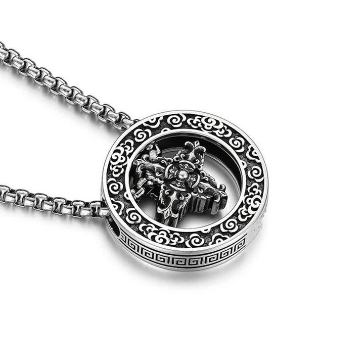 Buddha Stones Collana vintage in rame con ciondolo rotondo a forma di Vajra incrociato, simbolo di potere spirituale. - image 10