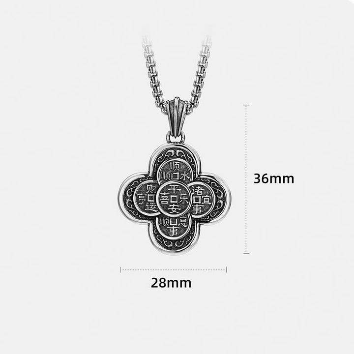 Buddha Stones Collana portafortuna vintage in rame con cinque monete imperiali e design a trifoglio. - image 10